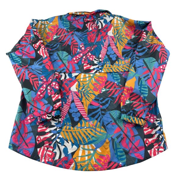 Lauren James Womens Medium Multicolor Tropical Print Pullover Jacket Windbreaker - Picture 4 of 4